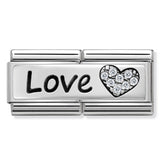 Nomination Composable Classic Double Link 330731/05 Love and Heart with CZ in 925 Silver